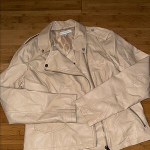 Cream Faux Leather Jacket